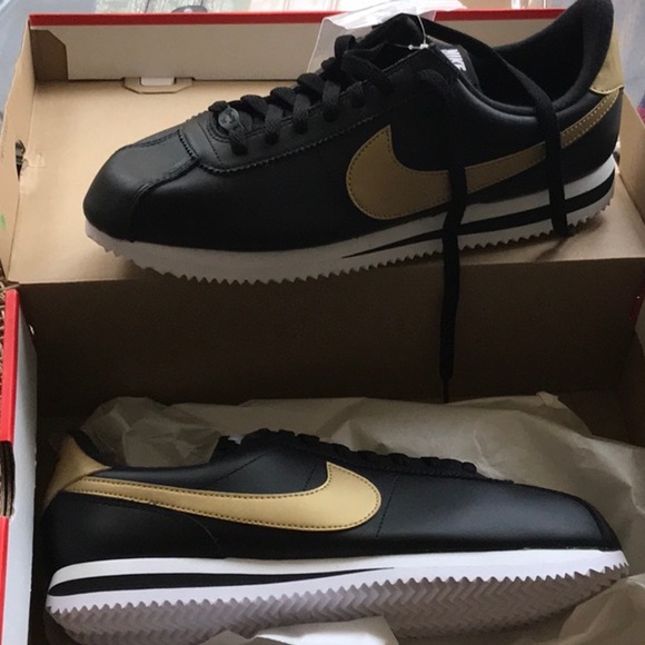 nike cortez mens black and gold